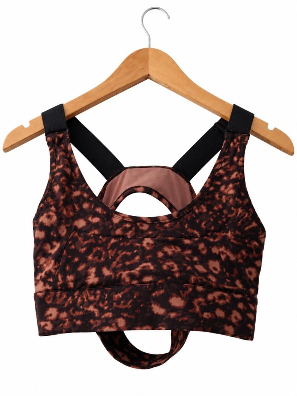 Varley Edris Leopard Print Sports Bra with Cutout Back Size S